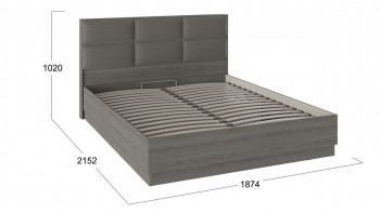 Кровать «Либерти» с мягким изголовьем и подъемным механизмом Хадсон/Ткань Грей/1800 в Кедровом - kedrovyi.mebel54.com | фото
