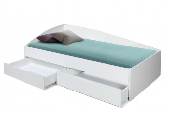 Кровать одинарная "Фея - 3" (асимметричная) (2000х900) New/(белый / белый / ДВПО белый) в Кедровом - kedrovyi.mebel54.com | фото
