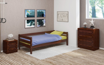 Кровать одинарная ГЛОРИЯ из массива сосны  900*2000 (Орех) в Кедровом - kedrovyi.mebel54.com | фото