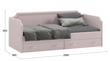 Кровать с мягкой обивкой и ящиками «Кантри» Тип 1 (900) (Велюр пудровый) в Кедровом - kedrovyi.mebel54.com | фото