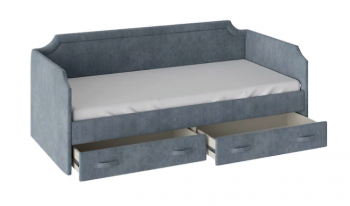 Кровать с мягкой обивкой и ящиками «Кантри» Тип 1 (900) (Замша синяя) в Кедровом - kedrovyi.mebel54.com | фото