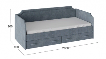 Кровать с мягкой обивкой и ящиками «Кантри» Тип 1 (900) (Замша синяя) в Кедровом - kedrovyi.mebel54.com | фото
