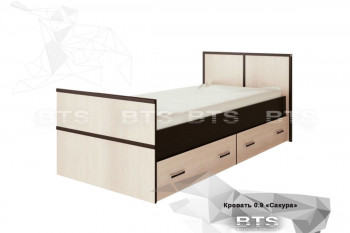 Кровать Сакура с настилом и ящиками 0,9 (Венге/Лоредо) в Кедровом - kedrovyi.mebel54.com | фото