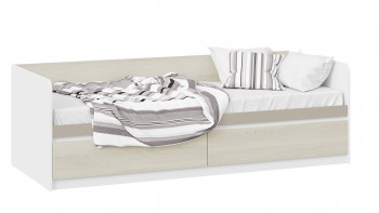 Кровать «Сканди» с 2 ящиками Дуб Гарден/Белый/Глиняный серый в Кедровом - kedrovyi.mebel54.com | фото