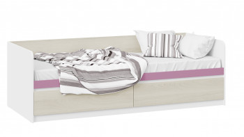Кровать «Сканди» с 2 ящиками Дуб Гарден/Белый/Лиловый в Кедровом - kedrovyi.mebel54.com | фото