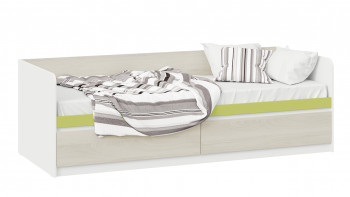 Кровать «Сканди» с 2 ящиками Дуб Гарден/Белый/Зеленый в Кедровом - kedrovyi.mebel54.com | фото