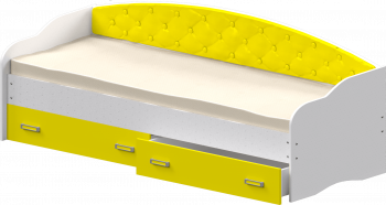 Кровать Софа-7 с мягкой спинкой (800х1900) Белый/Желтый в Кедровом - kedrovyi.mebel54.com | фото
