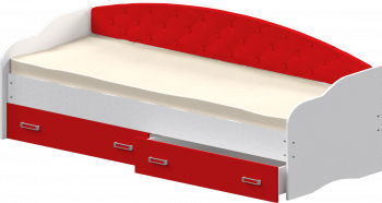 Кровать Софа-7 с мягкой спинкой (800х1900) Белый/Красный в Кедровом - kedrovyi.mebel54.com | фото