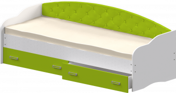 Кровать Софа-7 с мягкой спинкой (800х1900) Белый/Лайм в Кедровом - kedrovyi.mebel54.com | фото