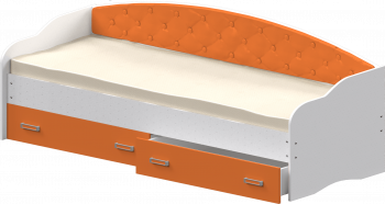 Кровать Софа-7 с мягкой спинкой (800х1900) Белый/Оранжевый в Кедровом - kedrovyi.mebel54.com | фото