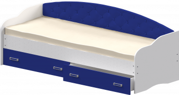 Кровать Софа-7 с мягкой спинкой (800х1900) Белый/Синий в Кедровом - kedrovyi.mebel54.com | фото