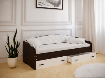Кровать Софа-7 с мягкой спинкой (800х1900) Венге/ Белый в Кедровом - kedrovyi.mebel54.com | фото