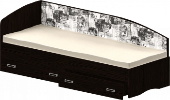 Кровать Софа-9 с мягкой спинкой с рисунком Милана (900х1900) Венге в Кедровом - kedrovyi.mebel54.com | фото