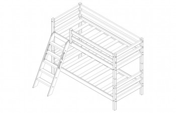 Кровать Соня вариант 12 низкая с наклонной лестницей Белый полупрозрачный в Кедровом - kedrovyi.mebel54.com | фото