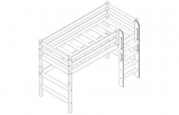 Кровать Соня вариант 5 полувысокая с прямой лестницей белый полупрозрачный в Кедровом - kedrovyi.mebel54.com | фото
