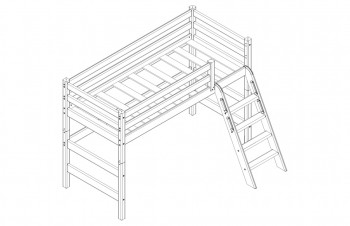 Кровать Соня вариант 6 полувысокая с наклонной лестницей Лаванда в Кедровом - kedrovyi.mebel54.com | фото