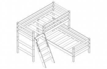 Кровать Соня вариант 8 угловая с наклонной лестницей Белый полупрозрачный в Кедровом - kedrovyi.mebel54.com | фото