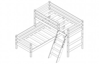 Кровать Соня вариант 8 угловая с наклонной лестницей Белый полупрозрачный в Кедровом - kedrovyi.mebel54.com | фото