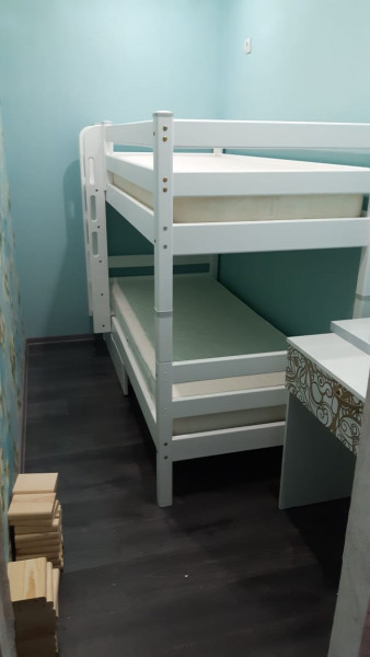 Кровать Соня вариант 9 двухъярусная с прямой лестницей Белый полупрозрачный в Кедровом - kedrovyi.mebel54.com | фото