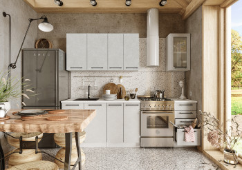 Кухонный гарнитур Нувель 1800мм белый/бетон белый в Кедровом - kedrovyi.mebel54.com | фото