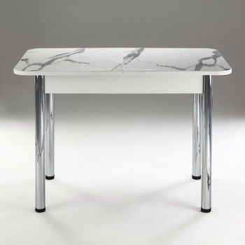 Кухонный стол 1100*700/400 ф 2 Пластик, мрамор белый в Кедровом - kedrovyi.mebel54.com | фото