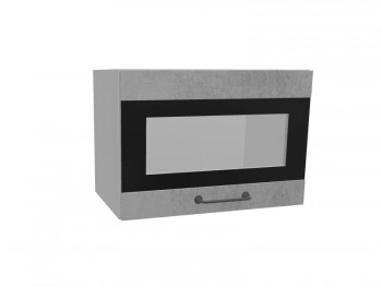 Лофт ПГСФ 500 шкаф верхний горизонтальный со стеклом и фотопечатью (Бетон светлый/корпус Серый) в Кедровом - kedrovyi.mebel54.com | фото