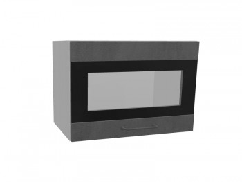 Лофт ПГСФ 500 шкаф верхний горизонтальный со стеклом и фотопечатью (Бетон темный/корпус Серый) в Кедровом - kedrovyi.mebel54.com | фото