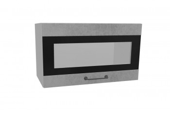 Лофт ПГСФ 600 шкаф верхний горизонтальный со стеклом и фотопечатью (Бетон светлый/корпус Серый) в Кедровом - kedrovyi.mebel54.com | фото