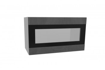 Лофт ПГСФ 600 шкаф верхний горизонтальный со стеклом и фотопечатью (Бетон темный/корпус Серый) в Кедровом - kedrovyi.mebel54.com | фото