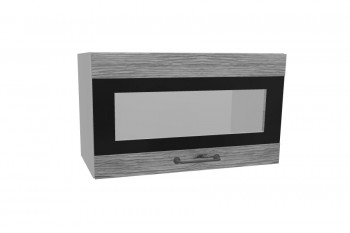 Лофт ПГСФ 600 шкаф верхний горизонтальный со стеклом и фотопечатью (Дуб майский/корпус Серый) в Кедровом - kedrovyi.mebel54.com | фото