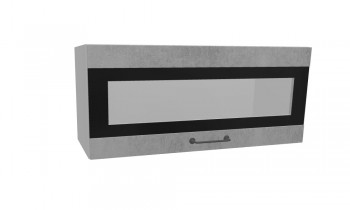 Лофт ПГСФ 800 шкаф верхний горизонтальный со стеклом и фотопечатью (Бетон светлый/корпус Серый) в Кедровом - kedrovyi.mebel54.com | фото