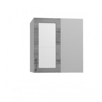Лофт ПУС 650 шкаф верхний угловой со стеклом (Дуб цикорий/корпус Серый) в Кедровом - kedrovyi.mebel54.com | фото