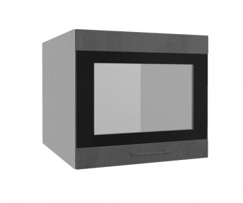 Лофт ВПГСФ 500 шкаф верхний горизонтальный со стеклом высокий с фотопечатью (Бетон темный/корпус Серый) в Кедровом - kedrovyi.mebel54.com | фото