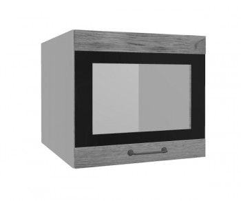 Лофт ВПГСФ 500 шкаф верхний горизонтальный со стеклом высокий с фотопечатью (Дуб цикорий/корпус Серый) в Кедровом - kedrovyi.mebel54.com | фото