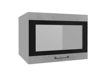 Лофт ВПГСФ 600 шкаф верхний горизонтальный со стеклом высокий с фотопечатью (Бетон светлый/корпус Серый) в Кедровом - kedrovyi.mebel54.com | фото