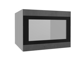 Лофт ВПГСФ 600 шкаф верхний горизонтальный со стеклом высокий с фотопечатью (Бетон темный/корпус Серый) в Кедровом - kedrovyi.mebel54.com | фото
