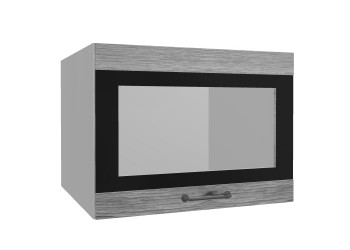 Лофт ВПГСФ 600 шкаф верхний горизонтальный со стеклом высокий с фотопечатью (Дуб майский/корпус Серый) в Кедровом - kedrovyi.mebel54.com | фото