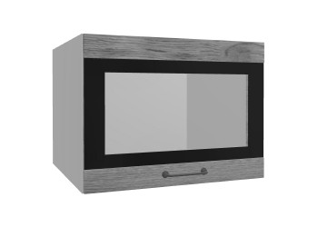 Лофт ВПГСФ 600 шкаф верхний горизонтальный со стеклом высокий с фотопечатью (Дуб цикорий/корпус Серый) в Кедровом - kedrovyi.mebel54.com | фото