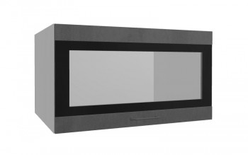 Лофт ВПГСФ 800 шкаф верхний горизонтальный со стеклом высокий с фотопечатью (Бетон темный/корпус Серый) в Кедровом - kedrovyi.mebel54.com | фото