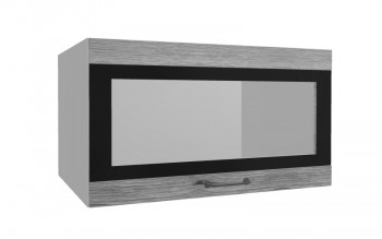 Лофт ВПГСФ 800 шкаф верхний горизонтальный со стеклом высокий с фотопечатью (Дуб майский/корпус Серый) в Кедровом - kedrovyi.mebel54.com | фото