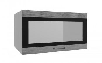 Лофт ВПГСФ 800 шкаф верхний горизонтальный со стеклом высокий с фотопечатью (Дуб цикорий/корпус Серый) в Кедровом - kedrovyi.mebel54.com | фото