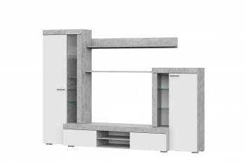 Мебель для гостиной МГС 5 Цемент светлый / Белый в Кедровом - kedrovyi.mebel54.com | фото