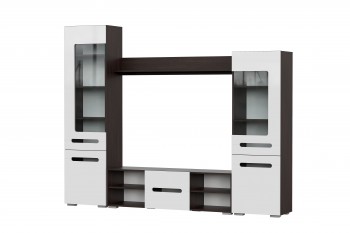 Мебель для гостиной МГС 6 (Исполнение 1/Венге/Белый глянец) в Кедровом - kedrovyi.mebel54.com | фото
