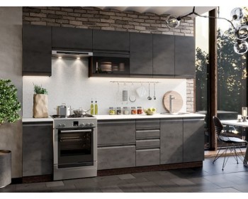 Модульная кухня Бруклин 2,8 м (Бетон черный/Венге) в Кедровом - kedrovyi.mebel54.com | фото