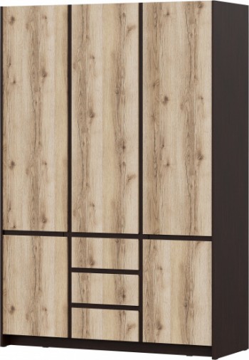Модульная система "Прага" Шкаф для одежды трехстворчатый Дуб Венге/Дуб Делано в Кедровом - kedrovyi.mebel54.com | фото
