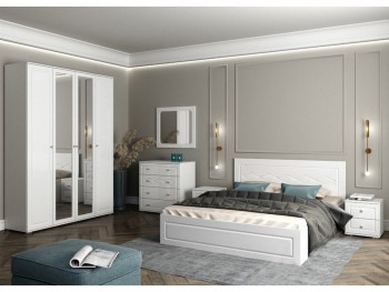 Модульная спальня Барселона (Белый/Белый глянец) в Кедровом - kedrovyi.mebel54.com | фото