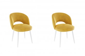Набор стульев Моли 2 шт (жёлтый велюр/белый) в Кедровом - kedrovyi.mebel54.com | фото