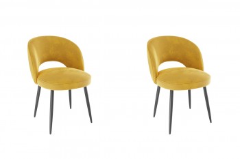 Набор стульев Моли 2 шт (жёлтый велюр/черный) в Кедровом - kedrovyi.mebel54.com | фото