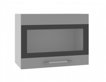 Норд ШВГС 600 Шкаф верхний горизонтальный со стеклом (Софт черный/корпус Белый) в Кедровом - kedrovyi.mebel54.com | фото