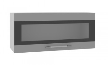 Норд ШВГС 800 Шкаф верхний горизонтальный со стеклом (Софт черный/корпус Белый) в Кедровом - kedrovyi.mebel54.com | фото
